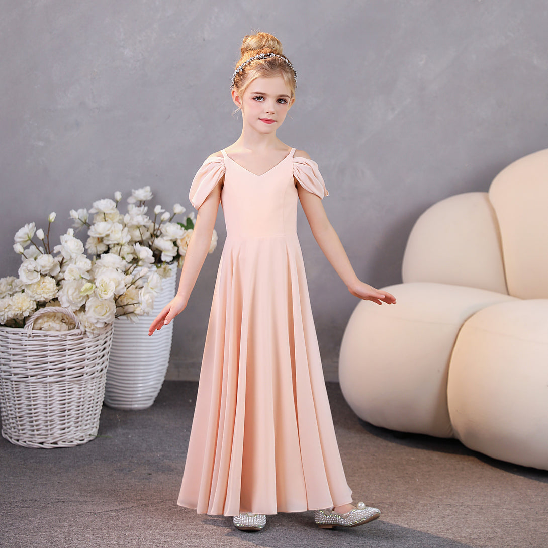 Girls Birthday Dresses Chiffon Floor-Length Junior Bridesmaid Dress/Party Dresses Girls Gidiondress