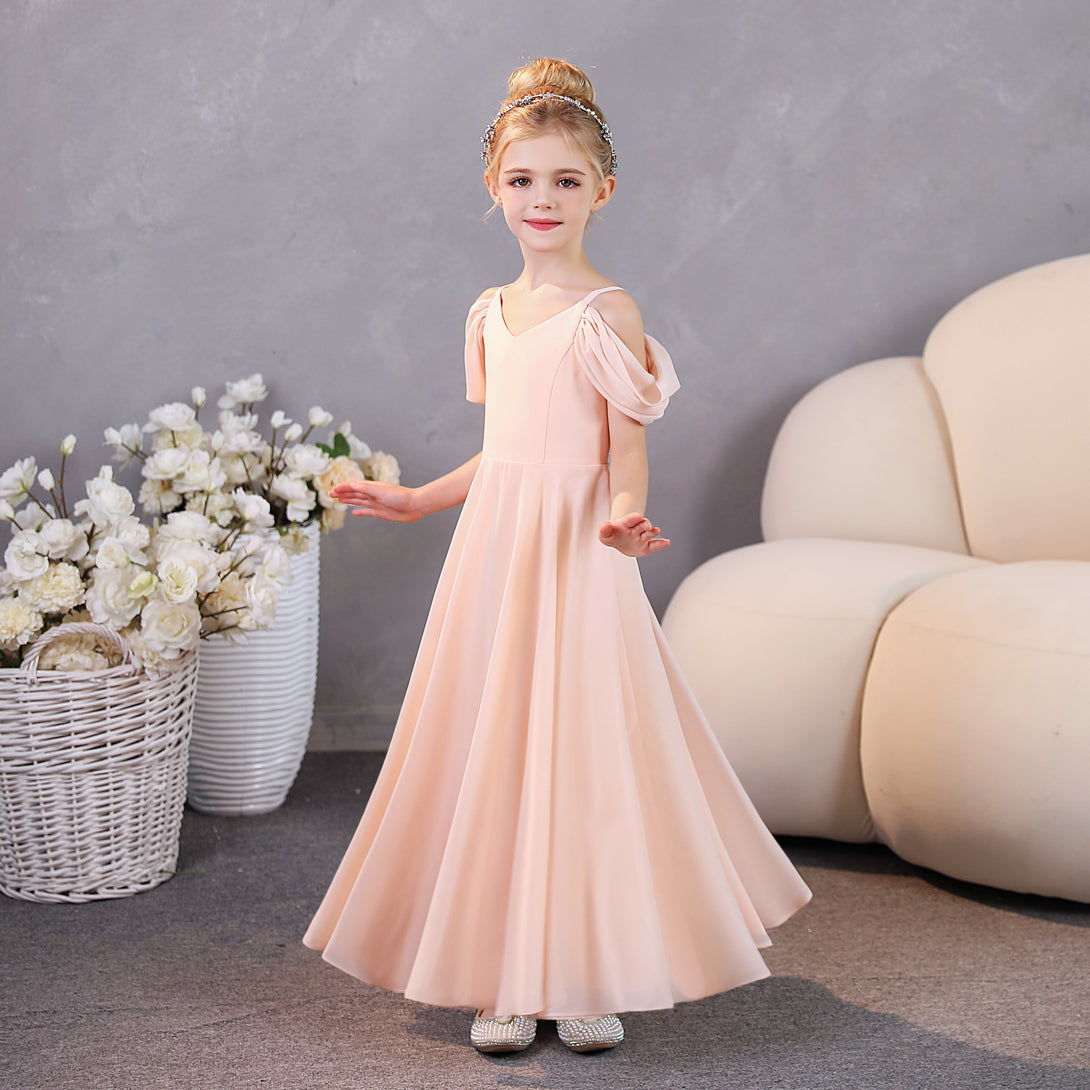 Girls Birthday Dresses Chiffon Floor-Length Junior Bridesmaid Dress/Party Dresses Girls Gidiondress