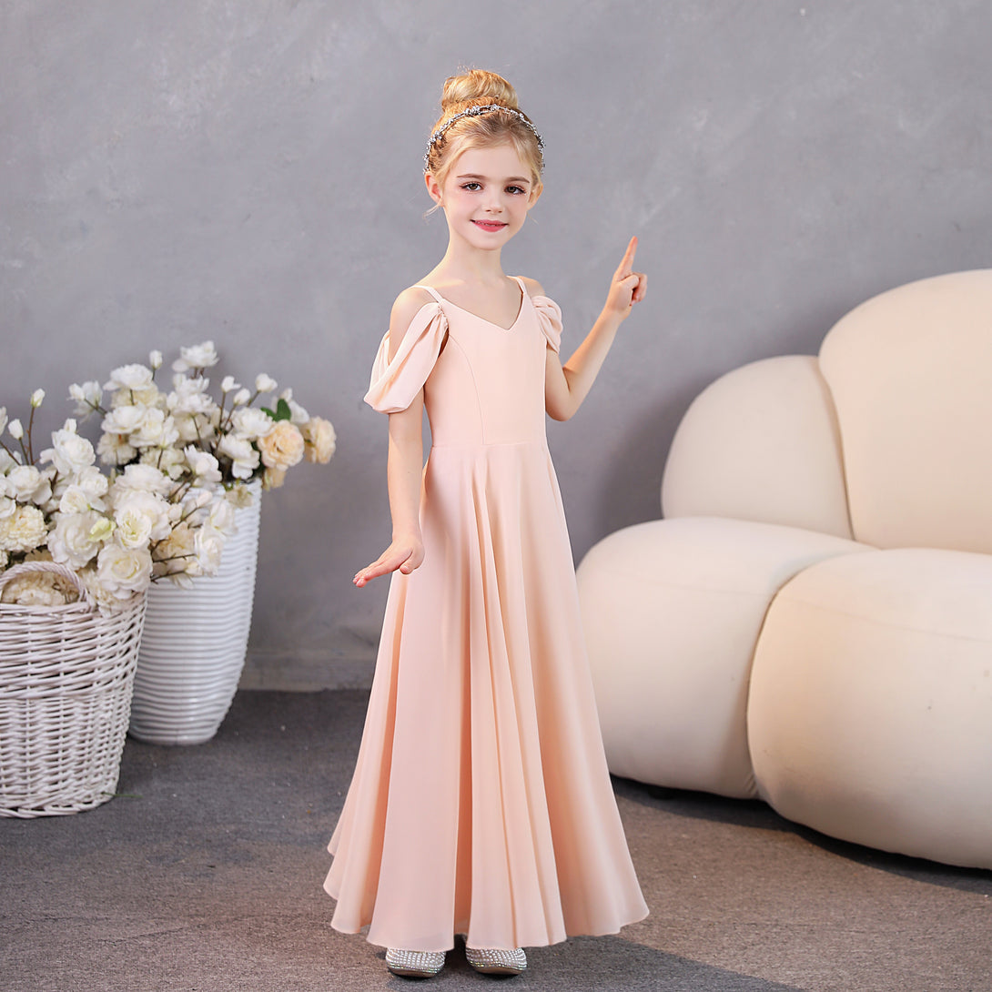 Girls Birthday Dresses Chiffon Floor-Length Junior Bridesmaid Dress/Party Dresses Girls Gidiondress