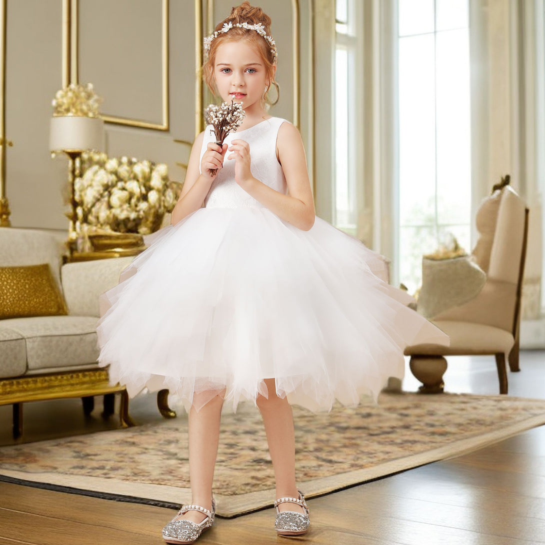Ball-Gown/Princess Scoop Knee-Length Lace/Tulle Flower Girl Dress Girls Gidiondress