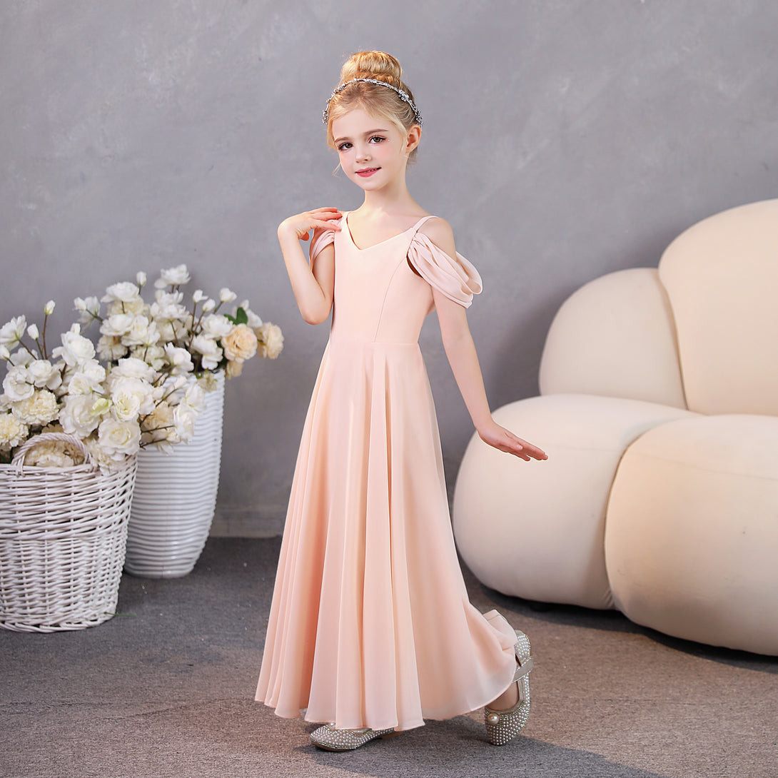Girls Birthday Dresses Chiffon Floor-Length Junior Bridesmaid Dress/Party Dresses Girls Gidiondress