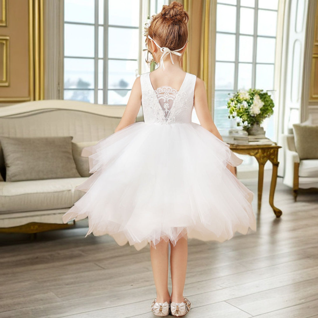 Ball-Gown/Princess Scoop Knee-Length Lace/Tulle Flower Girl Dress Girls Gidiondress