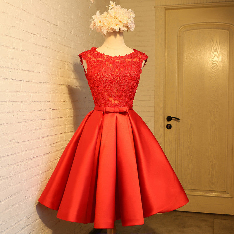 Homecoming Dress Chic Champagne Red Short Prom Dress Party Dress Homecoming Dress BabaMila