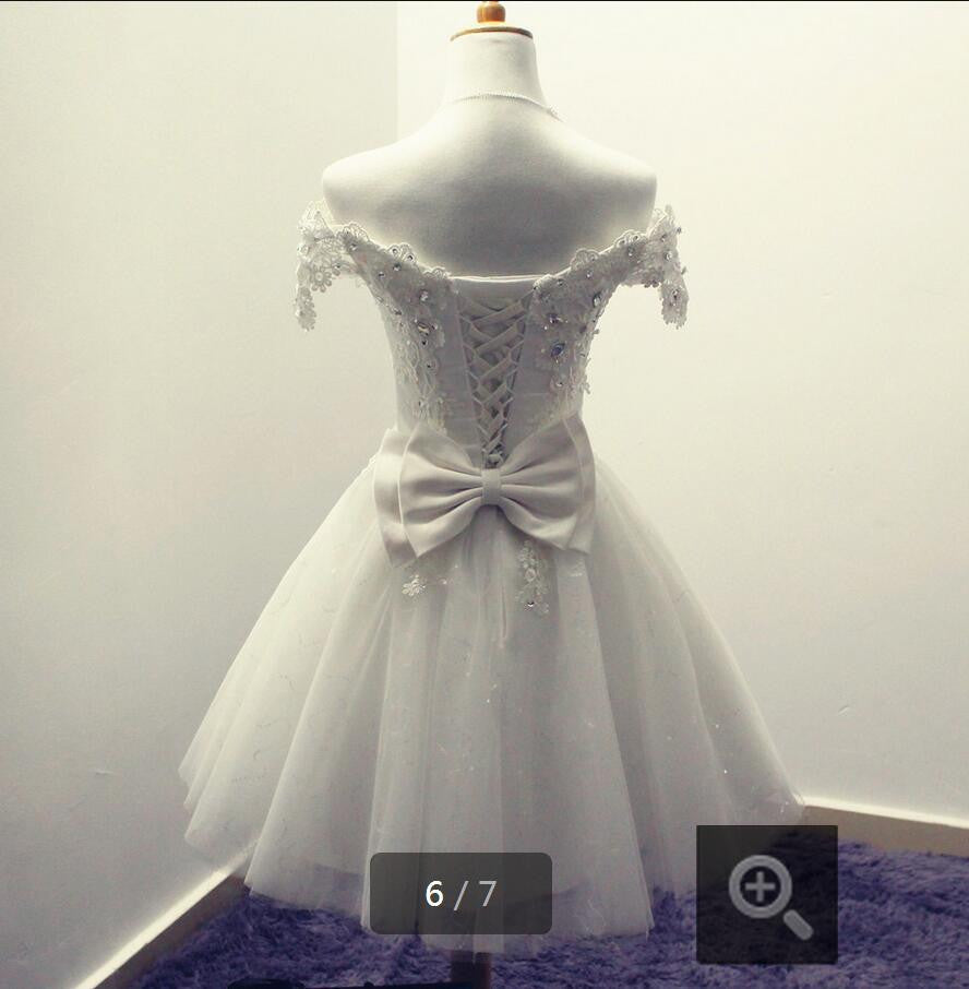 Homecoming Dress Ivory Lace-up Short Prom Dress Party Dress Homecoming Dress BabaMila