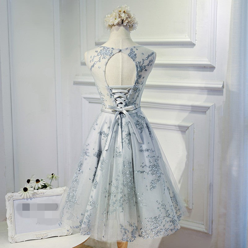 Homecoming Dress Scoop Lace-up Bowknot Short Prom Dress Party Dress Homecoming Dress BabaMila