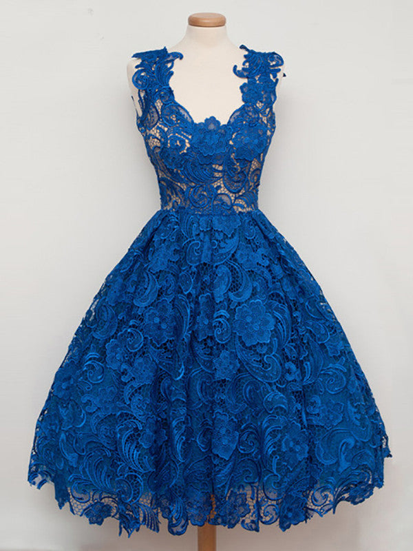 Homecoming Dress Lace Royal Blue Short Prom Dress Party Dress Homecoming Dress BabaMila
