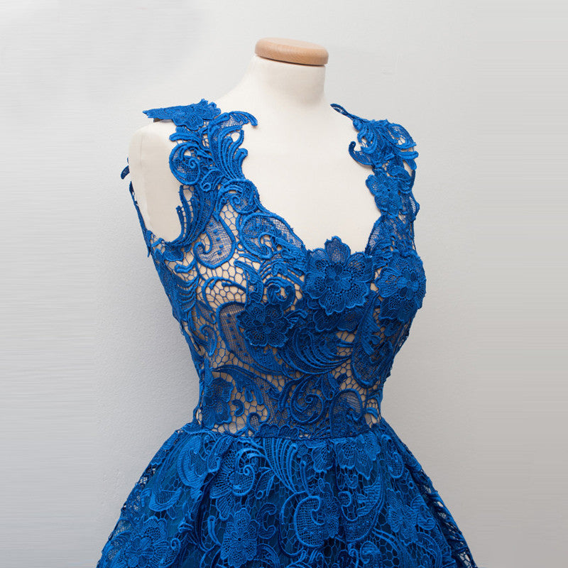 Homecoming Dress Lace Royal Blue Short Prom Dress Party Dress Homecoming Dress BabaMila