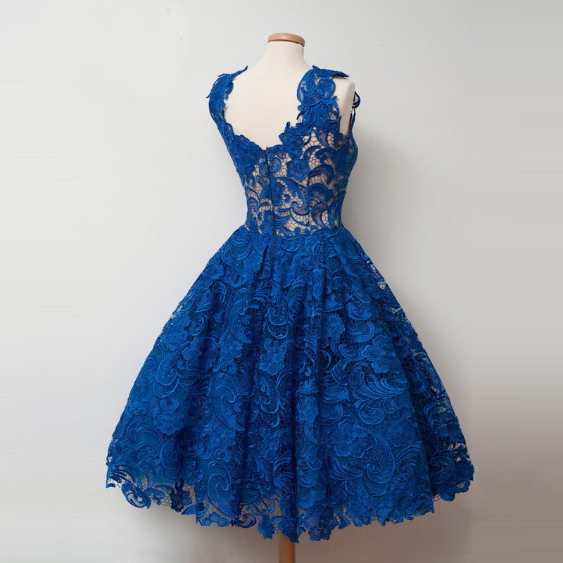Homecoming Dress Lace Royal Blue Short Prom Dress Party Dress Homecoming Dress BabaMila
