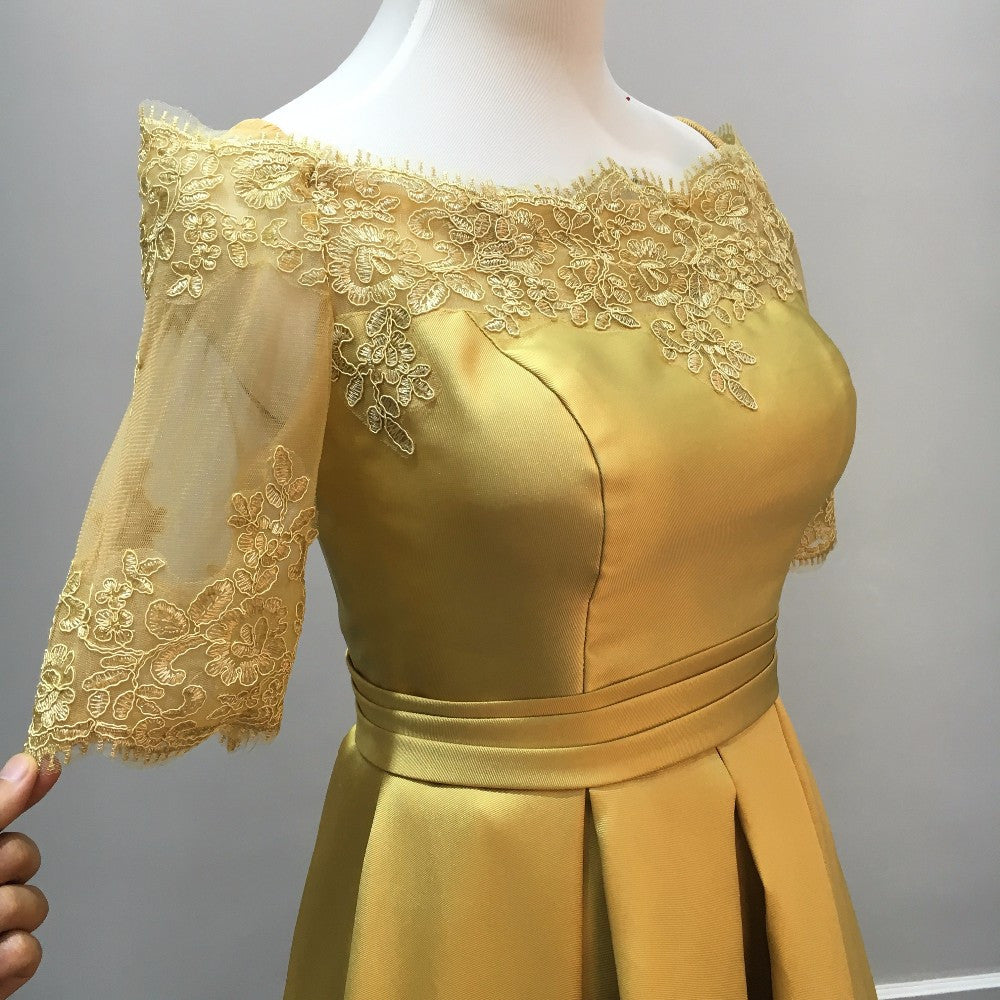 Homecoming Dress Gold Off-the-shoulder Short Prom Dress Party Dress Homecoming Dress BabaMila