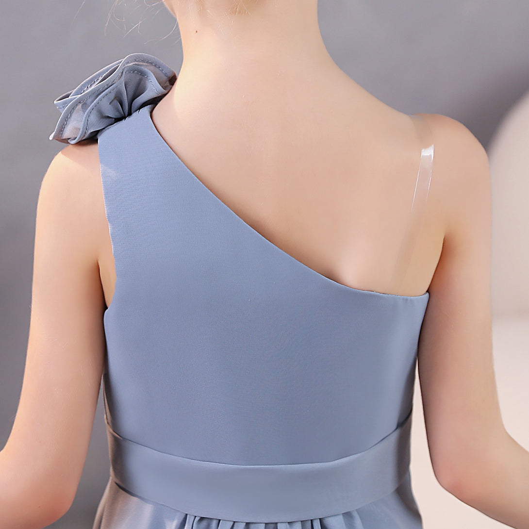 One-Shoulder Chiffon Floor-Length Junior Bridesmaid Dress/Party Dresses Girls Gidiondress
