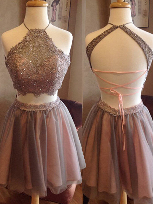 Homecoming Dress Halter Lace-up Short Prom Dress Party Dress Homecoming Dress BabaMila