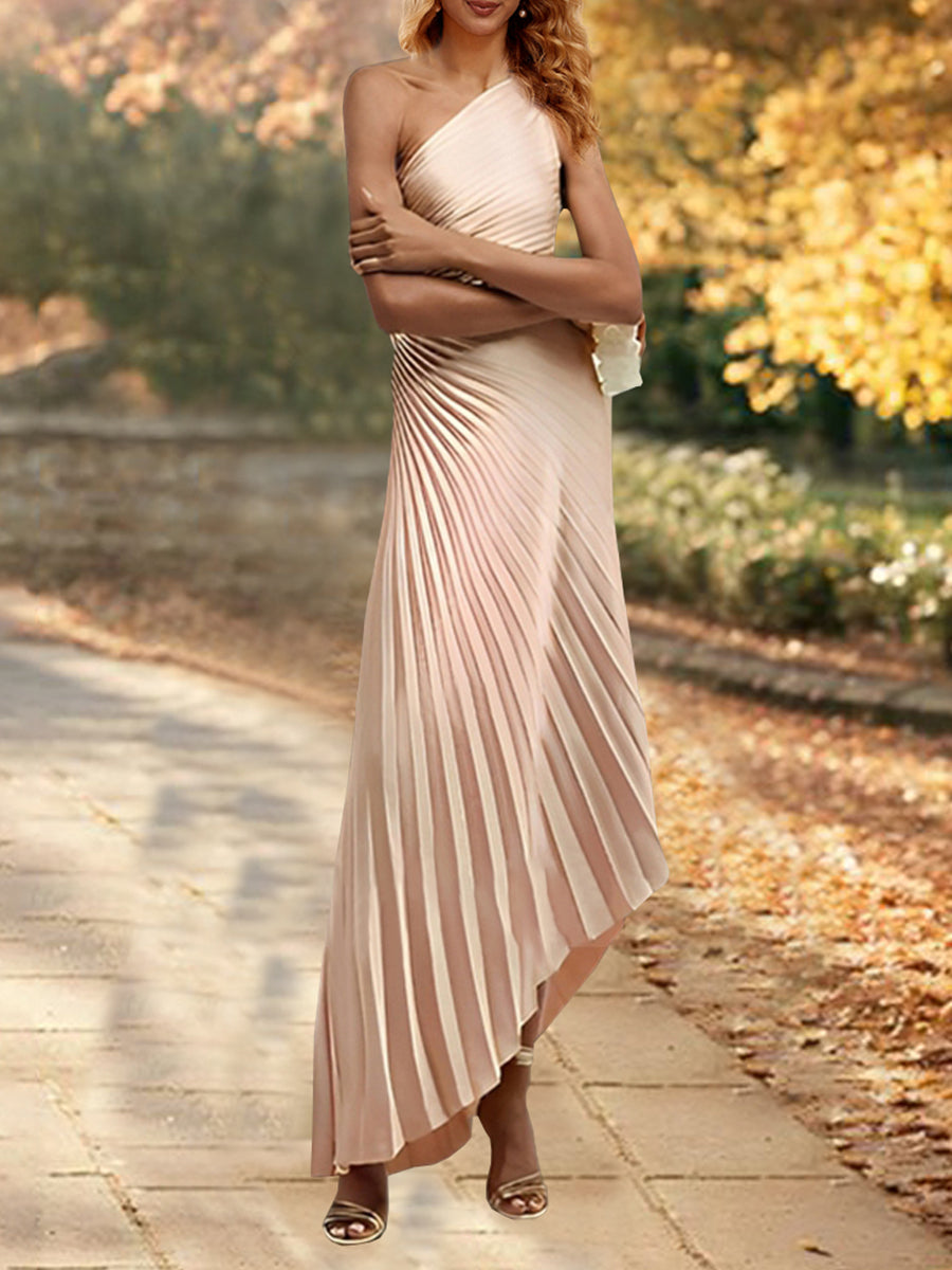 Sheath/Column One Shoulder Asymmetrical Floor-Length Mother Of The Bride Dresses BabaMila