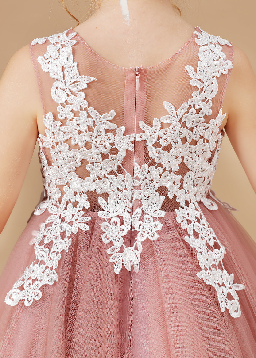 Sleeveless Scoop Neck Knee-Length Tulle Flower Girl Dresses/Girls Birthday Dresses With Appliques Girls Gidiondress