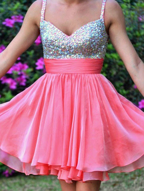 Homecoming Dress Rhinestone Straps Short Prom Dress Party Dress Homecoming Dress BabaMila