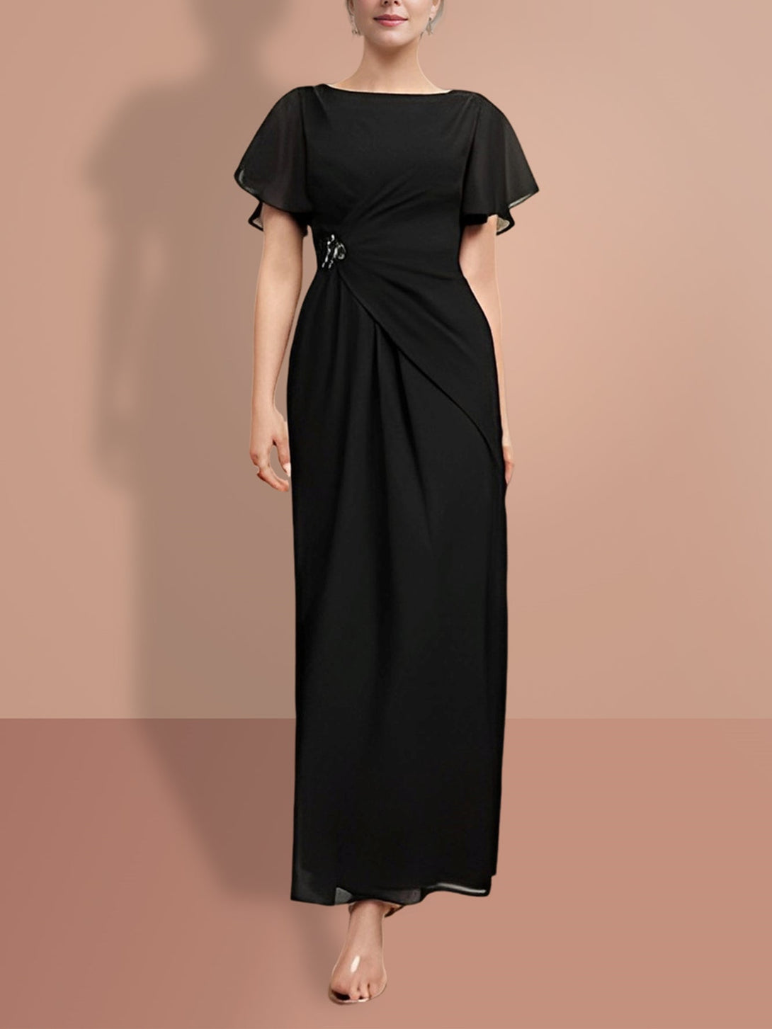 Sheath/Column Ankle-Length Short Sleeves Mother Of The Bride Dresses BabaMila