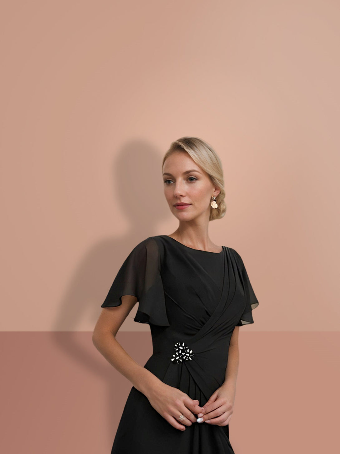 Sheath/Column Ankle-Length Short Sleeves Mother Of The Bride Dresses BabaMila