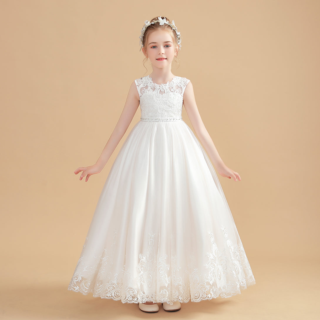 Charming Sleeveless Ball-Gown/Princess Flower Girl Dresses With Lace Applique Girls Gidiondress