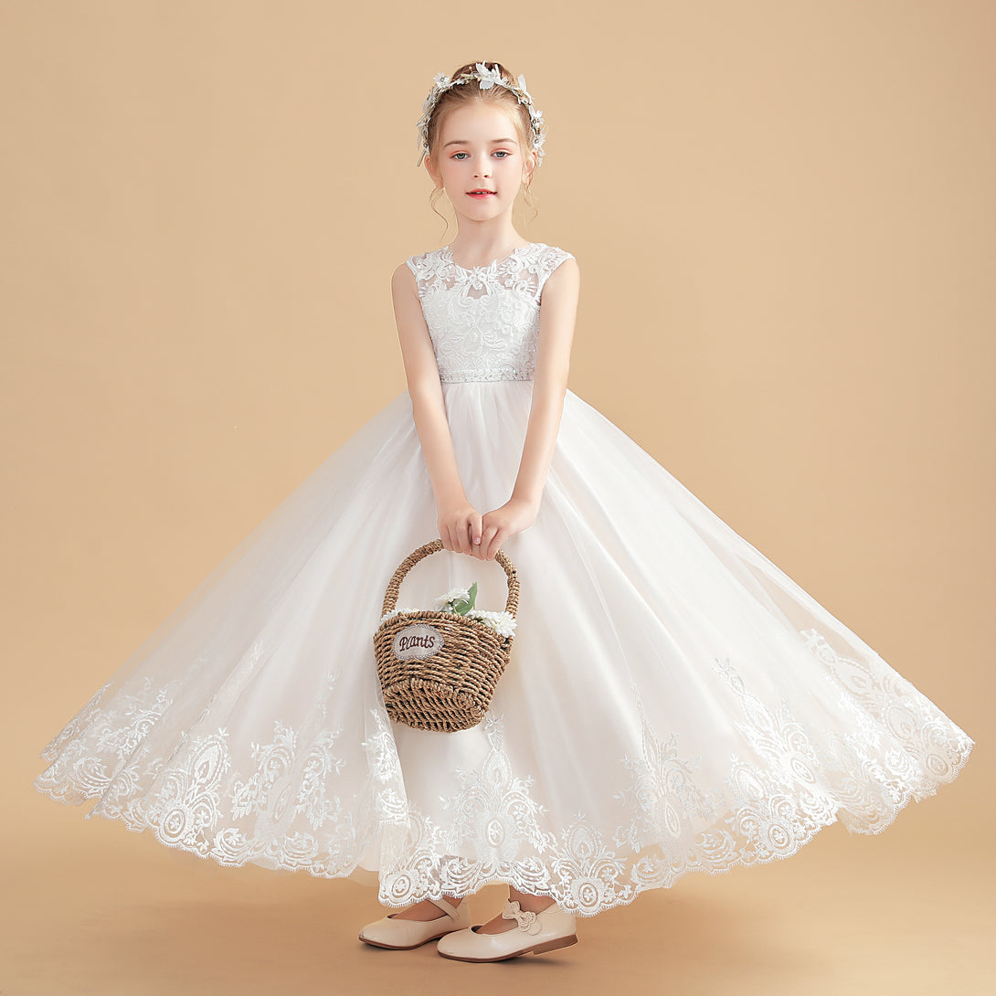 Charming Sleeveless Ball-Gown/Princess Flower Girl Dresses With Lace Applique Girls Gidiondress
