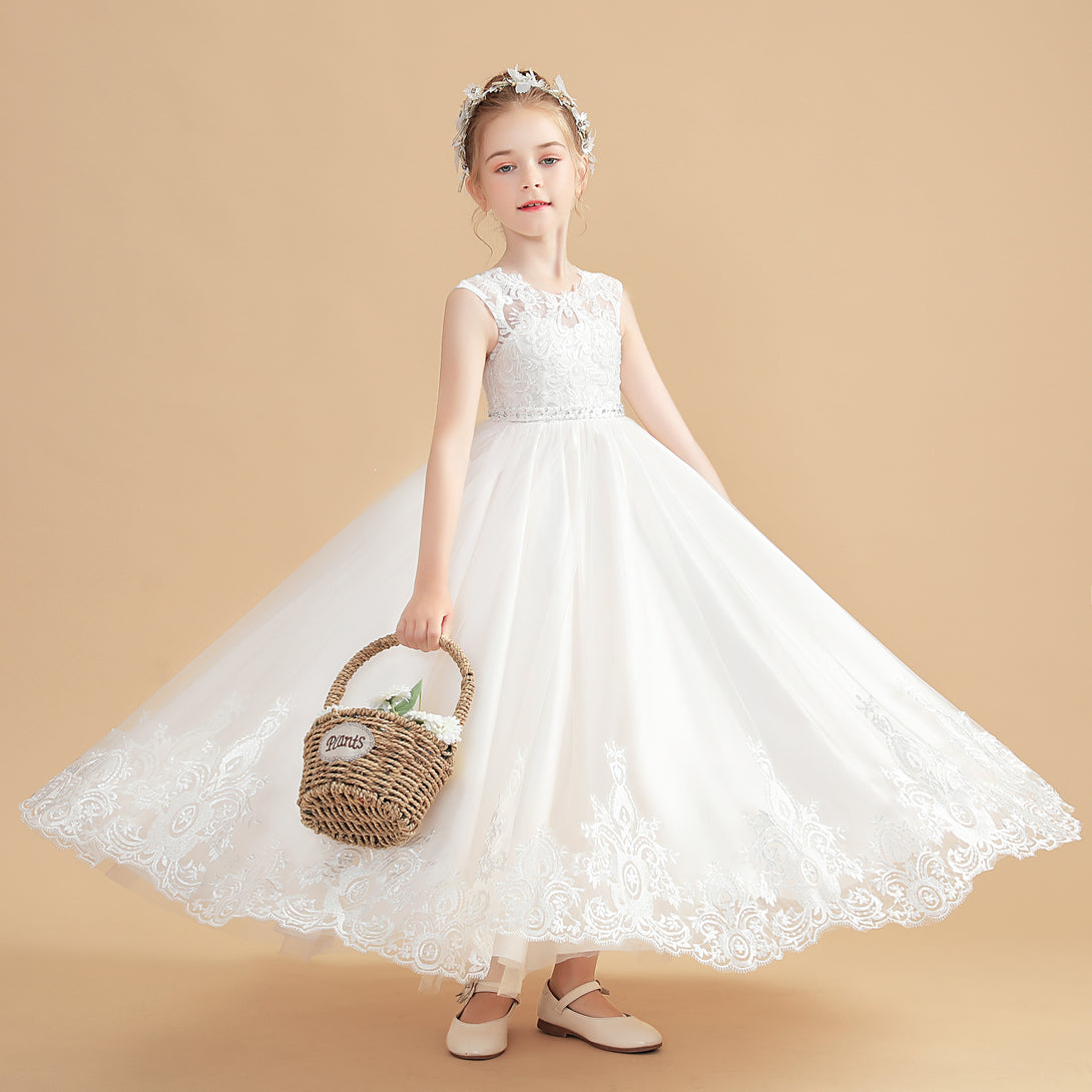 Charming Sleeveless Ball-Gown/Princess Flower Girl Dresses With Lace Applique Girls Gidiondress
