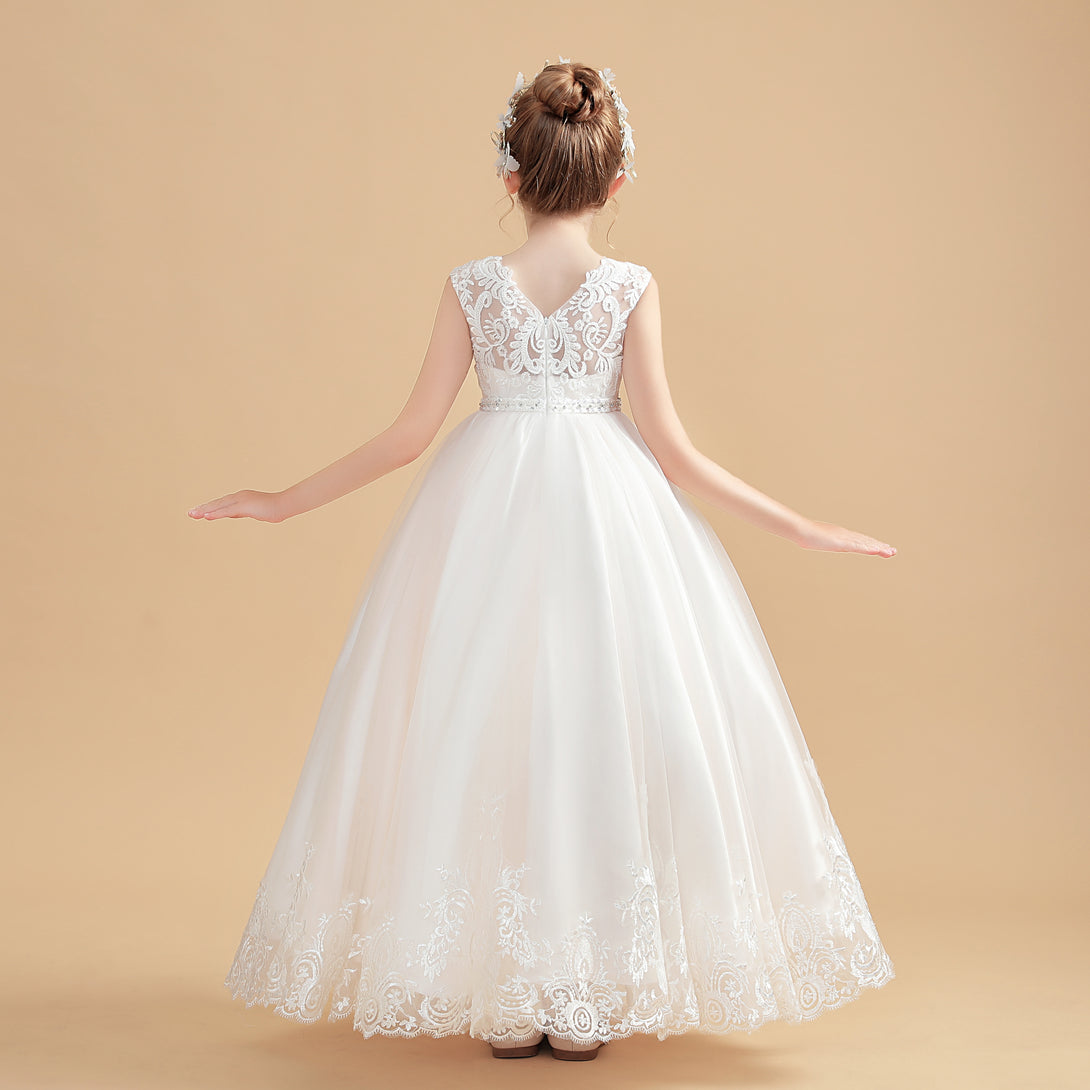 Charming Sleeveless Ball-Gown/Princess Flower Girl Dresses With Lace Applique Girls Gidiondress