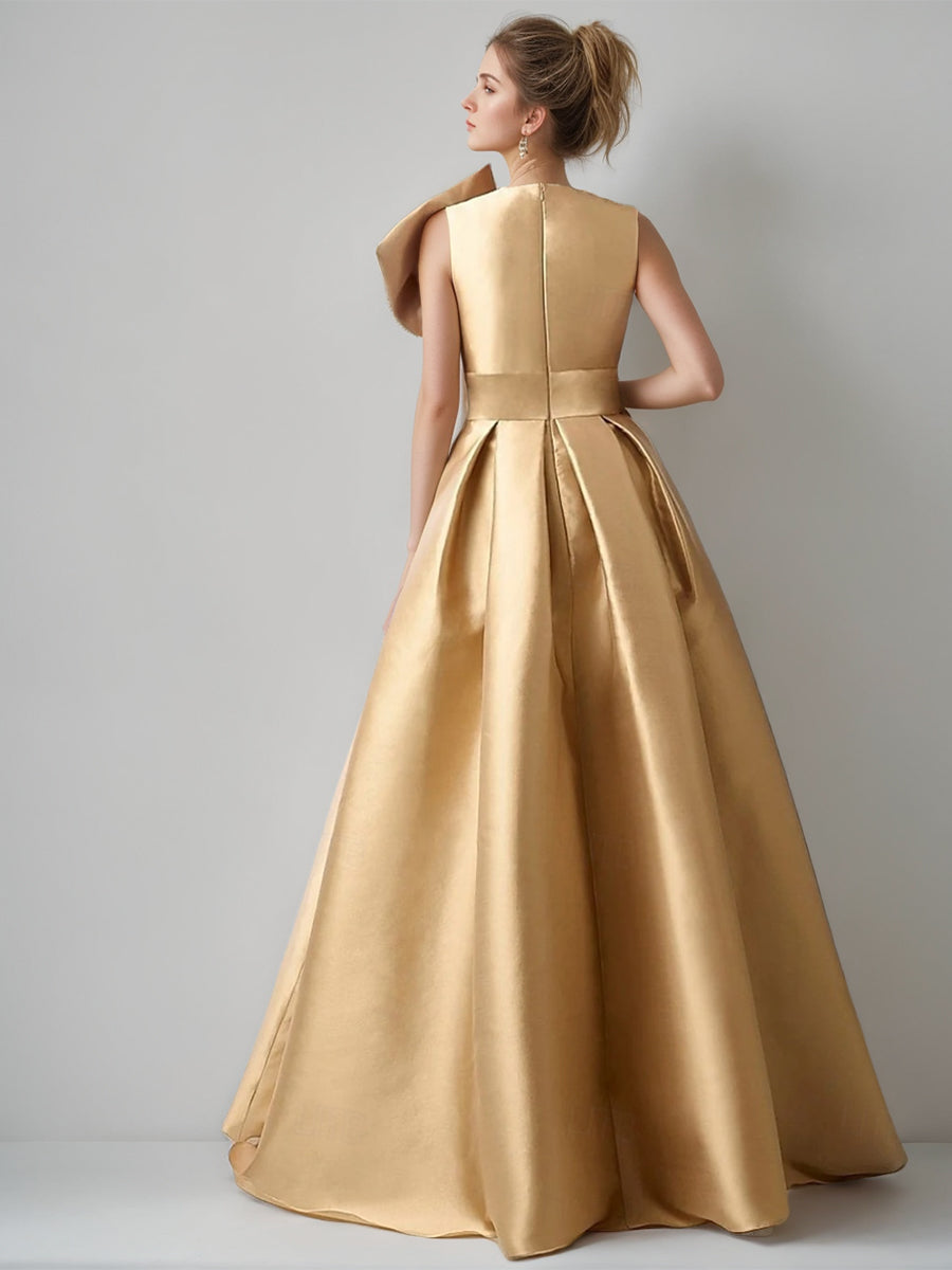 A-Line/Princess Asymmetrical V-Neck Sleeveless High-End Evening Dresses with High Split/Beadings/Pocket BabaMila
