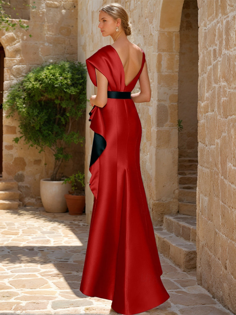 Sheath/Column V-Neck Sleeveless Mother Of The Bride & Groom Dresses With Appliques & Belt BabaMila