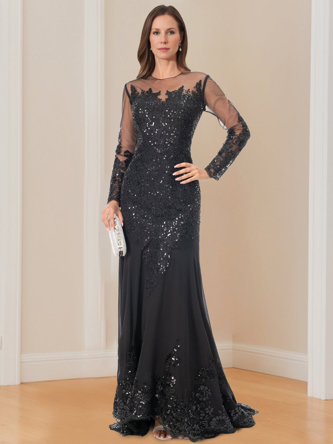 Mermaid/Trumpet Scoop Long Sleeves Mother Of The Bride Dresses With Applique BabaMila