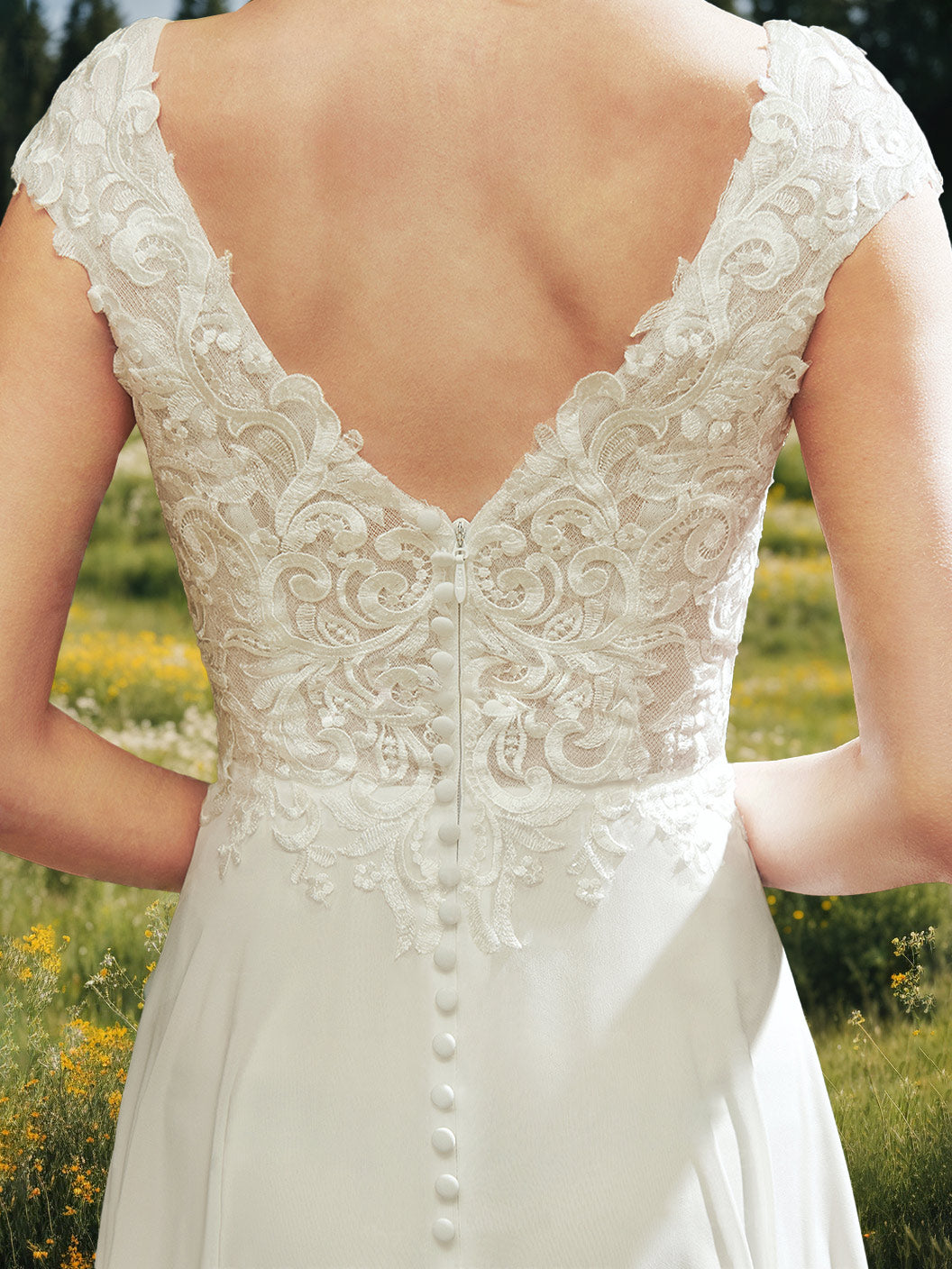 A-Line/Princess V-Neck Sleeveless Ankle-Length Wedding Dress with Appliques BabaMila