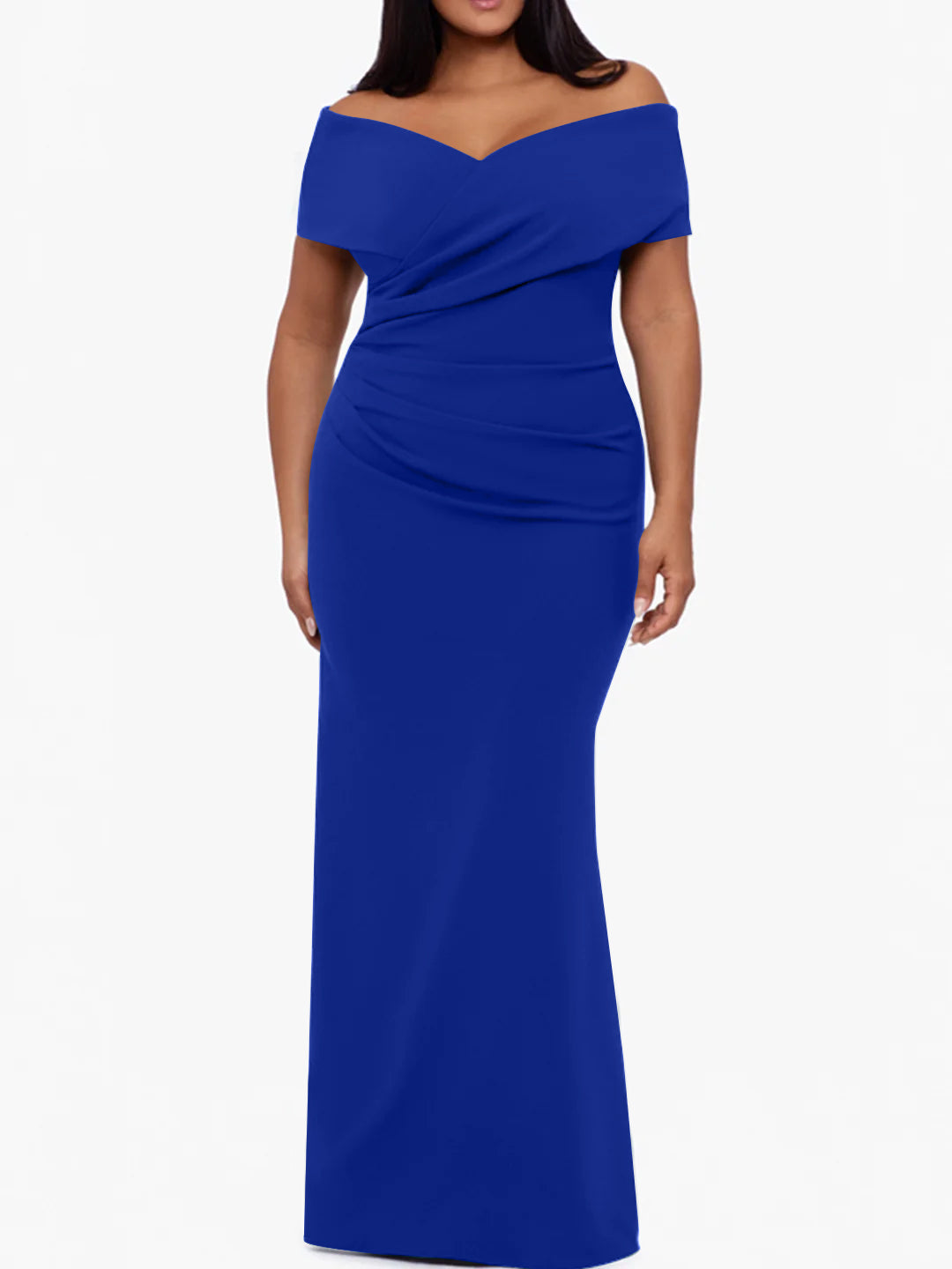 Trumpet/Mermaid Off-The-Shoulder Sleeveless Floor-Length Plus Size Mother Of The Bride Dresses BabaMila