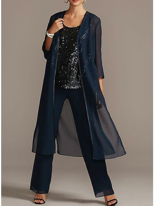 Chiffon Scoop Mother Of The Bride Pantsuits BabaMila