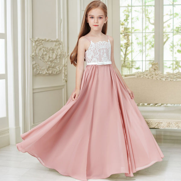 Lace/Chiffon Junior Bridesmaid Dress For Kids Pageant Festivity Celebration Wedding Event Birthday Evening Party Banquet Prom Girls BabaMila