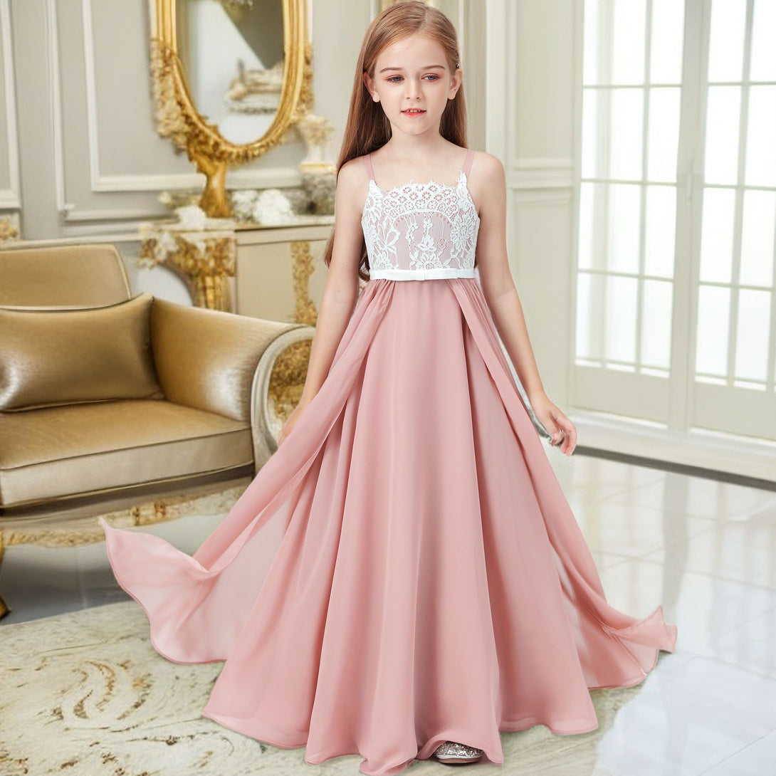 Lace/Chiffon Junior Bridesmaid Dress For Kids Pageant Festivity Celebration Wedding Event Birthday Evening Party Banquet Prom Girls BabaMila