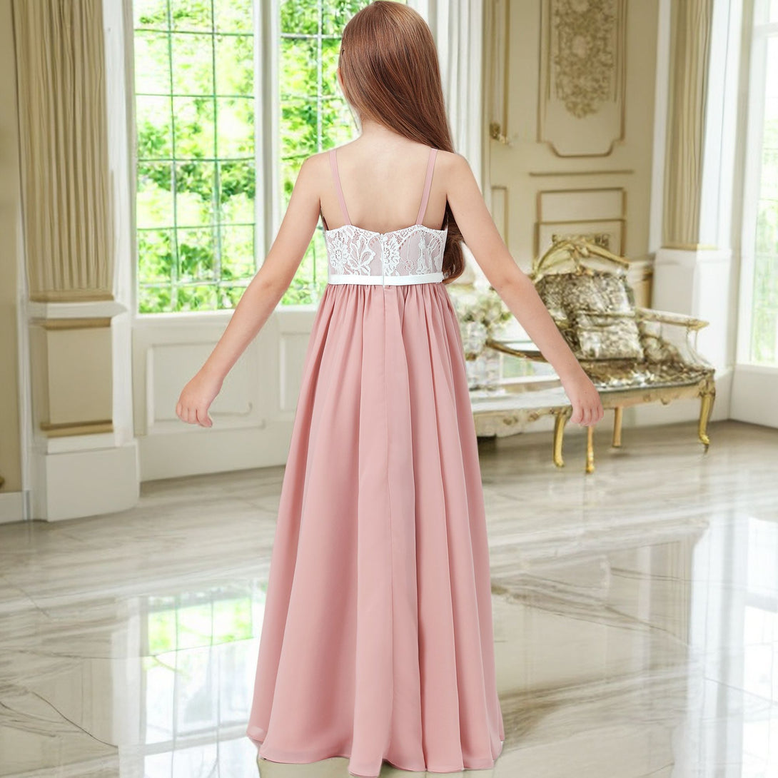 Lace/Chiffon Junior Bridesmaid Dress For Kids Pageant Festivity Celebration Wedding Event Birthday Evening Party Banquet Prom Girls BabaMila