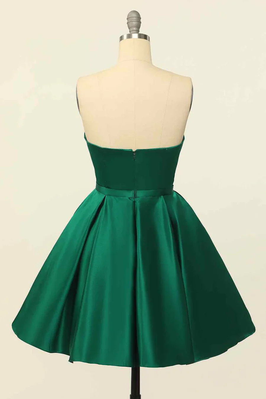 A-line Strapless Satin Mini Homecoming Dress With Beaded BabaMila