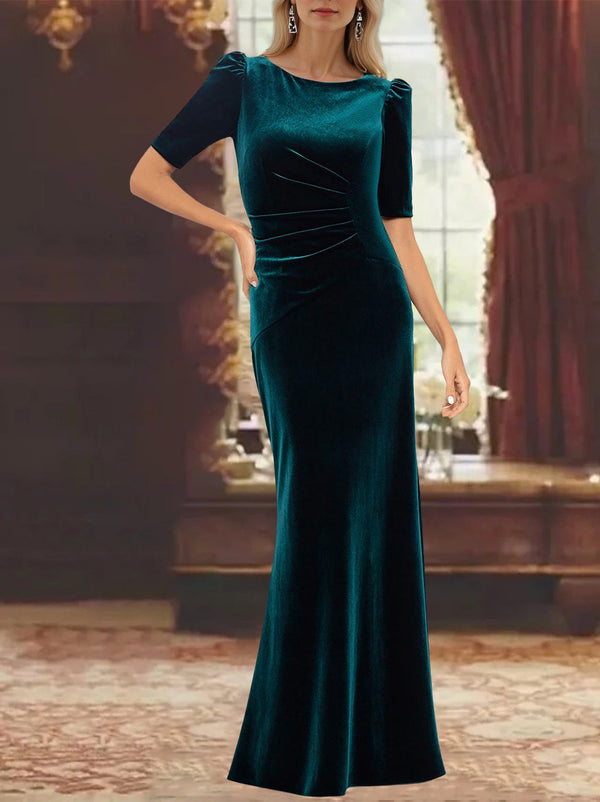 A-Line/Princess Scoop Half Sleeves Ankle-Length Mother Of The Bride Dresses With Ruffles BabaMila