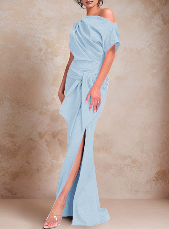 A-Line/Princess One-Shoulder Sleeveless Floor-Length Mother Of The Bride Dresses With Split Side BabaMila