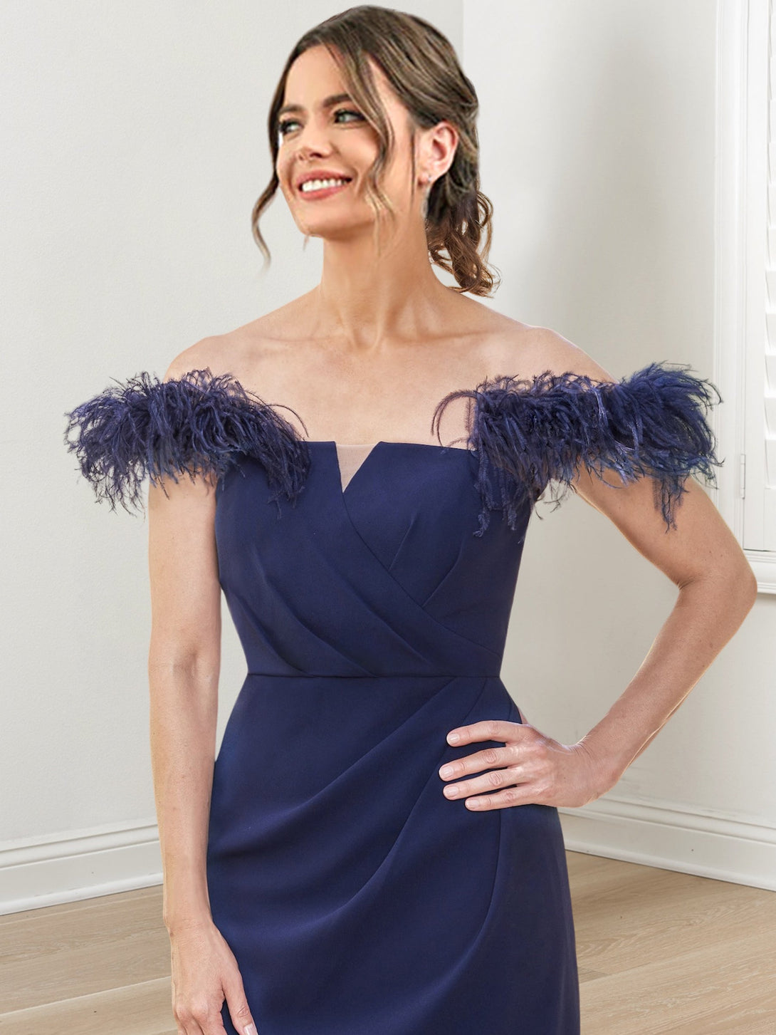 Sheath/Column Off-The-Shoulder Floor-Length Mother Of The Bride Dresses BabaMila