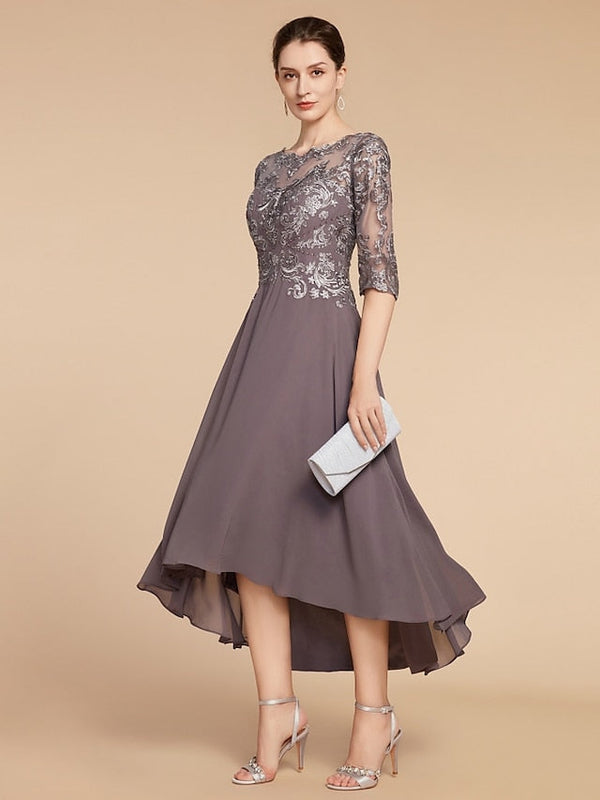 A-Line/Princess Scoop Asymmetrical Mother Of The Bride Dresses BabaMila