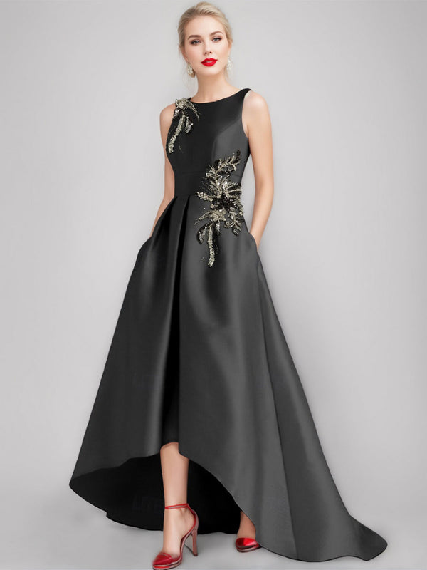 A-Line/Princess Scoop Sleeveless Asymmetrical Elegant Mother Of The Bride & Groom Dresses With Appliques BabaMila