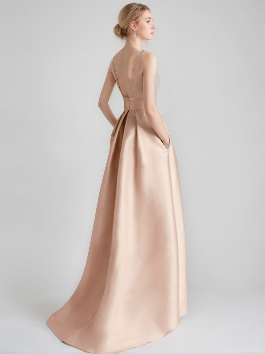 A-Line/Princess Scoop Sleeveless Asymmetrical Mother Of The Bride & Groom Dresses With Appliques & Pocket BabaMila