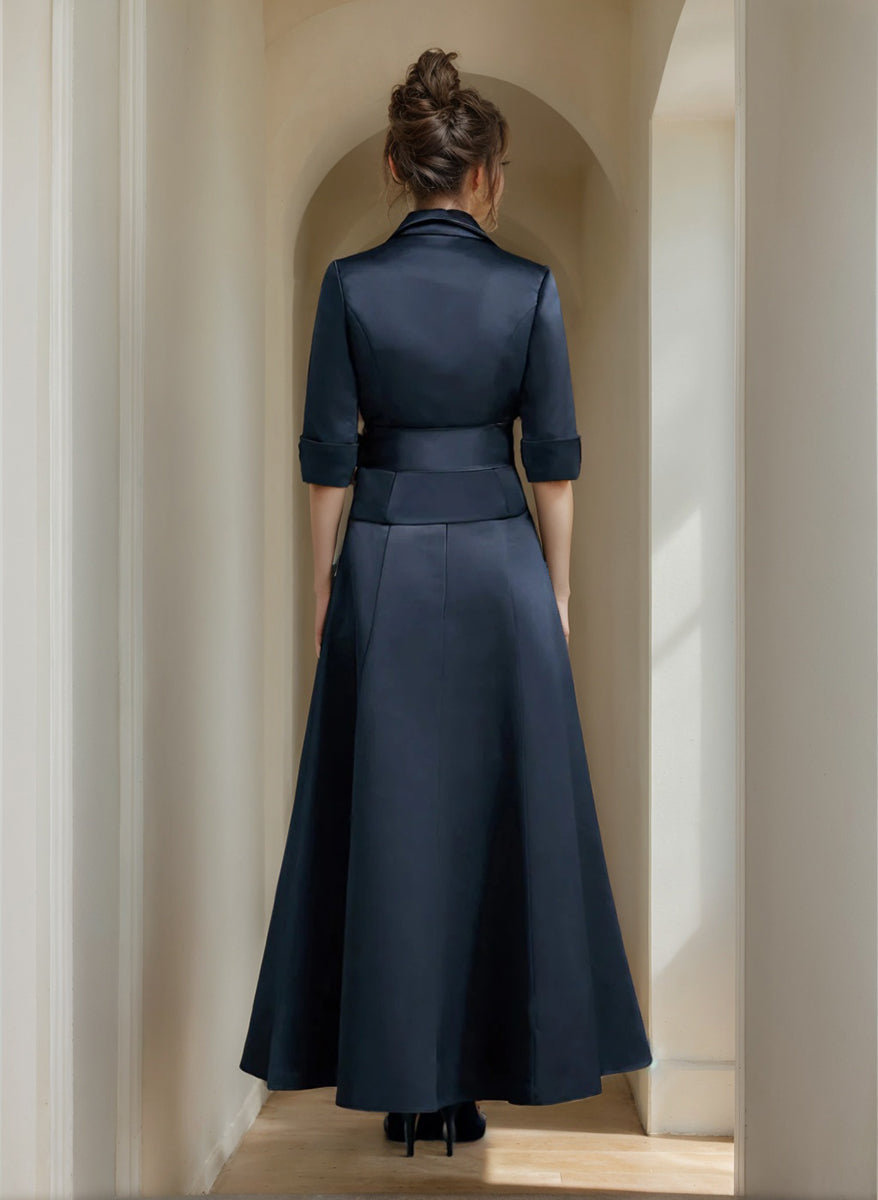 A-Line/Princess V-Neck Satin Ankle Length Elegant Mother Of The Bride Dresses BabaMila