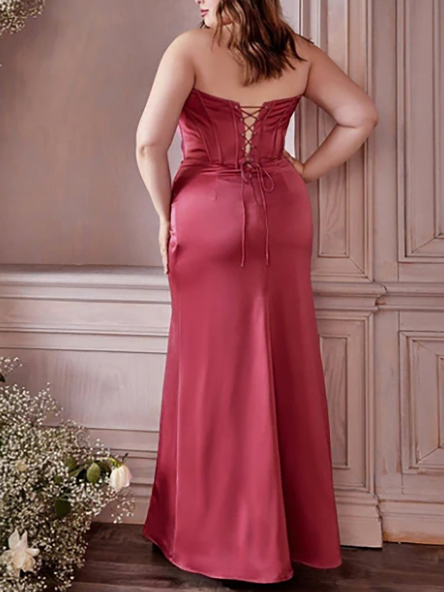 Sheath/Column Off-the-Shoulder Floor-length Plus Size Prom Dresses With Ruffles BabaMila