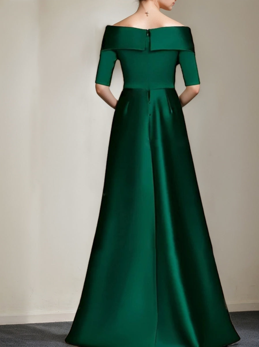 A Line/Princess Off-The-Shoulder 1/2 Sleeves Elegant Mother Of The Bride Dresses BabaMila