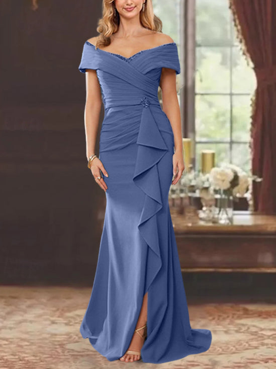 A-Line/Princess One-Shoulder Sleeveless Floor-Length Mother Of The Bride Dresses With Split Side BabaMila