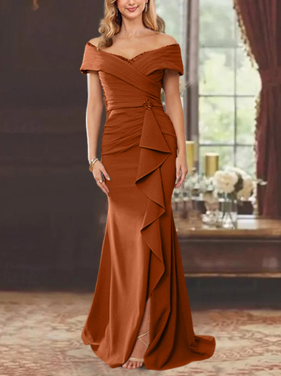 A-Line/Princess One-Shoulder Sleeveless Floor-Length Mother Of The Bride Dresses With Split Side BabaMila