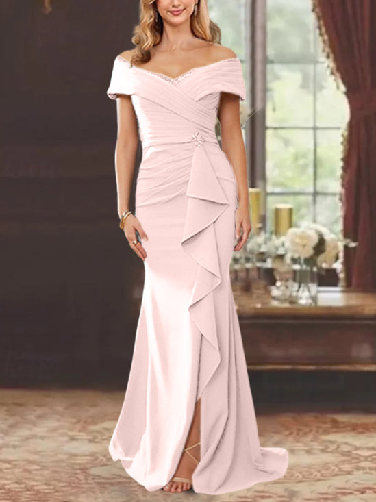 A-Line/Princess One-Shoulder Sleeveless Floor-Length Mother Of The Bride Dresses With Split Side BabaMila