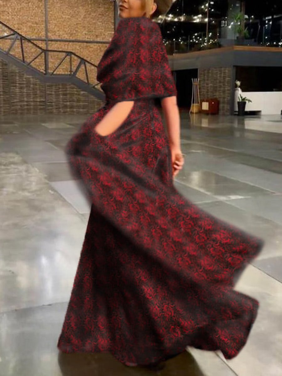 A-Line/Princess V-Neck Floor-Length Printed Floral Mother Of The Bride & Groom Dresses BabaMila