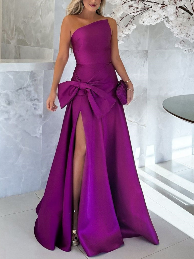 A-Line/Princess One-Shoulder Sleeveless Floor-Length Mother Of The Bride Dresses With Split Side BabaMila