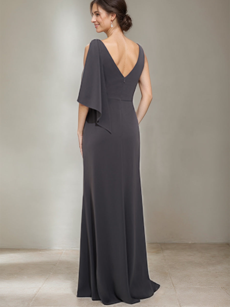 Sheath/Column Scoop Neck Mother Of The Bride & Groom Dresses With Beading & Split Side BabaMila