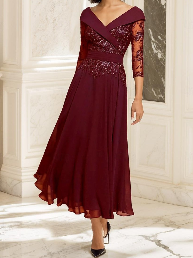 A-Line/Princess Sweetheart Half Sleeves Ankle-Length Mother Of The Bride Dresses With Lace BabaMila